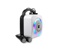 RockJam Máquina de Karaoke Bluetooth Recargable de 8 vatios con Dos micrófonos, Efectos de Cambio de Voz y Luces LED, Negra