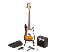 RockJam Super Kit de bajo de tamaño completo con amplificador de guitarra, Sintonizador de guitarra, Soporte, Bolsa y accesorios Sunburst