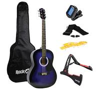 RockJam Superkit de guitarra acústica que incluye soporte, bolsa de concierto, afinador, púas, soporte para púas, cuerdas de repuesto y lecciones en línea, paquete de 6, derecho, azul, completo (RJW