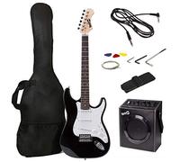 RockJam Superkit de guitarra eléctrica con amplificador de 10 vatios, bolsa de concierto, selecciones y lecciones en línea paquete de 6 cuerdas, derecho, negro, completo (RJEG03-SK-BK)