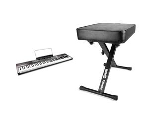 RockJam Teclado de piano digital para principiantes con teclas semipesadas de tamaño completo & Banco de teclado Premium acolchado ajustable o Taburete de piano digital