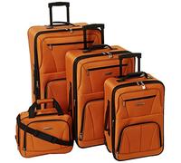 Rockland Equipaje Journey Softside Set Vertical, Naranja, 4-Piece Set (14/19/24/28), Juego de Equipaje Vertical Journey Softside