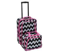 Rockland Fashion Softside Upright Luggage Set, Expandable, Pink Chevron, 2-Piece (14/19)