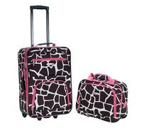 Rockland Juego de Equipaje Vertical Softside de Moda, Rosado Giraffe, 2-Piece Set (14/19), Juego de Equipaje Vertical Softside de Moda