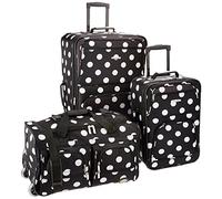 Rockland Vara Softside - Juego de Equipaje Vertical (3 Piezas), Punto Negro, 3-Piece Set (20/22/28), Vara Softside - Juego de Equipaje Vertical (3 Piezas)