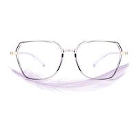 ROCKNIGHT Gafas hexagonales de bloqueo de luz azul para hombres y mujeres, para videojuegos, computadora, tablet, teléfono, pantalla digital, Marco gris morado transparente, Medium