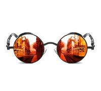 ROCKNIGHT Steampunk - Lentes de sol redondos polarizados para hombre, protección UV, reflectantes, espejados, color rojo