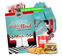 Rock'n'Mord 1958 - Juego de fiesta de crímenes para 8 - 16 personas | Rock'n'Roll 50 American Diner | Juego de mesa para adultos, Cena y Nochevieja, Navidad, Cumpleaños