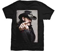 Rockoff Trade Men's Lemmy Pointing Photo Unisex 100% Cotton Short-Sleeve T-Shirts Black L