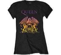 Rockoff Trade Mujer Queen Gradient Crest Camiseta Not Applicable, Negro (Black Black), 40 (Talla del Fabricante: Large)