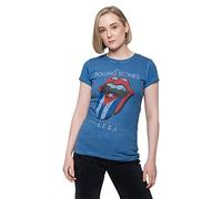 Rockoff Trade The Rolling Stones Havana Cuba with Snow Wash Finishing Camiseta, Azul, XL para Mujer