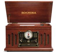ROCKOLLA - Tocadiscos Retro Bluetooth de Vinilo, Altavoces Estéreo【33/45/78 RPM】 Giradiscos Vintage | Radio FM, Cassette, CD, MP3, USB, SD, Grabadora | Salida RCA/Aux In (Monarch)