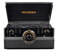 ROCKOLLA - Tocadiscos Retro Bluetooth de Vinilo, Altavoces Estéreo【33/45/78 RPM】 Giradiscos Vintage | Radio FM, Cassette, CD, MP3, USB, SD, Grabadora | Salida RCA/Aux In (Vanguard Black)