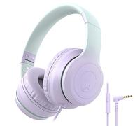 RockPapa L22 Auriculares Con Cable Para Niños y Niñas, Con Micrófono, Diadema Ajustable, Plegable, Para Smartphones/PC/Mac/TV/DVD/MP3 (Púrpura)