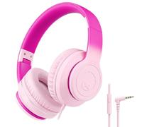 RockPapa L22 Auriculares para Niños, Cascos con Cable para Niñas y Niños, Auriculares con Microfono, Diadema Ajustable, Plegable, Auriculares con Cable para Phones/PC/TV/DVD/MP3 (Rosa Degradada)