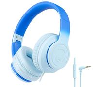 RockPapa L22 Auriculares para Niños, Cascos con Cable para Niñas y Niños, Auriculares con Microfono, Diadema Ajustable, Plegable, Auriculares con Cable para Phones/PC/TV/DVD/MP3 (Azul Degradado)