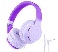 RockPapa L22 Auriculares para Niños, Cascos con Cable para Niñas y Niños, Auriculares con Microfono, Diadema Ajustable, Plegable, Auriculares con Cable para Phones/PC/TV/DVD/MP3 (Morado Degradado)