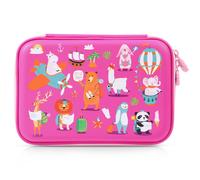 Rockpapa Lets Go Travel Pencil Case for Kids Girls Hippo Rabbit Elephant Panda Lion Bear Sheep Pencil Box for School Purplish