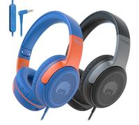 RockPapa Share - Auriculares para niños con micrófono y función de compartir, limitación de volumen, plegables para la escuela y viajes