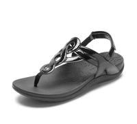 Rockport Cobb Hill Women's Ramona-CH Flat Sandal, Black Patent, 9.5 M US