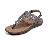 Rockport Cobb Hill Women's Ramona-CH Flat Sandal, Pewter, 6 M US