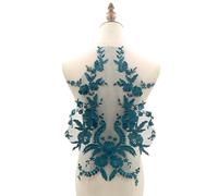 Rockreyoa 2 piezas bordado encaje apliques florales cuello encaje flores apliques escote parches bordados multicolor tul ribete para novias graduación boda artesanía verde oscuro