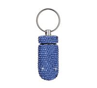Rockreyoa Bling Pastillero Portátil Pastillero Impermeable Botella Pastillero Diamante Pastillero Mini Llavero Pequeño Pastillero Caja para Pastillero para Aire Libre Camping Viajes Azul Claro