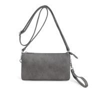 Rockreyoa Bolso bandolera de piel para mujer con correa para la muñeca y correa de hombro ajustable, bolso cruzado para teléfono móvil, monederos, bolso de la compra para mujeres, gris