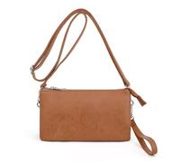 Rockreyoa Bolso bandolera de piel para mujer con correa para la muñeca y correa de hombro ajustable, bolso cruzado para teléfono móvil, monederos, bolso de la compra para mujeres, marrón
