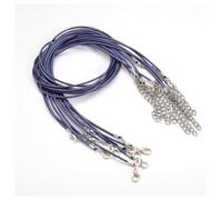 Rockreyoa Collar trenzado de 1,5 mm con cordón de piel encerada multicolor con cierre de langosta y cadena de extensión, cuerda fina, para manualidades, pulsera, collar, azul, 10 unidades