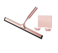 Rockreyoa Limpiacristales de ducha de acero inoxidable de 25 cm con escobilla de silicona para colgar en la pared, para baño, ventana, espejo, cristal de coche, color oro rosa