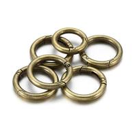 Rockreyoa Mosquetón redondo de aleación de zinc, anillo en O, llavero, pequeño anillo partido, llavero, resorte para llavero, mochila, colgante, bronce, 35 mm, 5 unidades