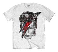 David Bowie Halftone Flash Camiseta, Blanco, M para Hombre
