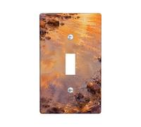 Rocks - Placa de cubierta de interruptor de luz individual, artística natural, puesta de sol, otoño, naranja, plástico, tamaño estándar, placa decorativa para el hogar, sala de estar, decoración de