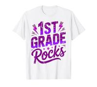 Rockstar 1ST Grade Rocks Happy Choir Teacher Squad Throwback Camiseta gráfica económica, Hombre, Blanco, M