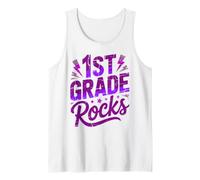 Rockstar 1ST Grade Rocks Happy Choir Teacher Squad Throwback Camiseta sin Mangas