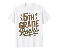 Rockstar 5to Grado Rocks I Teach First Day Coro Maestra Mamá Camiseta gráfica económica, Hombre, Blanco, XL
