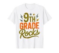 Rockstar 9TH Grade Rocks Equipo de Maestros del Primer día del Coro Camiseta gráfica económica, Hombre, Blanco, L