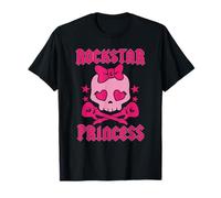 Rockstar Camiseta Princesa Heavy Metal Pirata Skull Rosa Camiseta