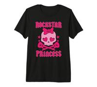 Rockstar Camiseta Princesa Heavy Metal Pirata Skull Rosa Camiseta Premium
