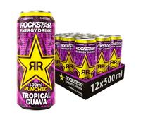 Rockstar Guava Bebida energética con cafeína, pack de 12 latas de 500 ml, 6 litros en total