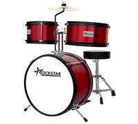 ROCKSTAR MUSIC - Batería Infantil de Madera para Jóvenes Músicos - Kit Completo de Percusión, Calidad Sonora Excepcional, Diseño Ergonómico - Incluye Asiento, Pedal de Bombo, Baquetas, Vino metalizado