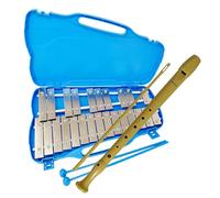 ROCKSTAR - Pack Metalófono AX25N2 y Flauta Dulce 9508 Instrumento Musical Escolar. Xilófono, Carrillón, Glockenspiel 25 teclas metálicas Mazas y Limpiador - Rockmusic