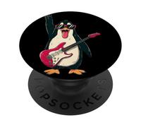 Rockstar Penguin con Gafas De Sol Guitarra Eléctrica Rock Hand PopSockets PopGrip Adhesivo