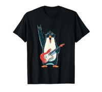 Rockstar Penguin con Gafas de Sol Guitarra eléctrica Rock Sign Camiseta