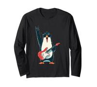 Rockstar Penguin con Gafas de Sol Guitarra eléctrica Rock Sign Manga Larga