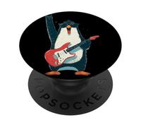 Rockstar Penguin con Gafas de Sol Guitarra eléctrica Rock Sign PopSockets PopGrip Adhesivo