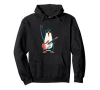 Rockstar Penguin con Gafas de Sol Guitarra eléctrica Rock Sign Sudadera con Capucha