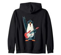 Rockstar Penguin con Gafas de Sol Guitarra eléctrica Rock Sign Sudadera con Capucha
