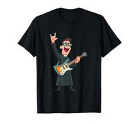 Rockstar Priest con Gafas De Sol Guitarra Eléctrica Rock Hand Camiseta